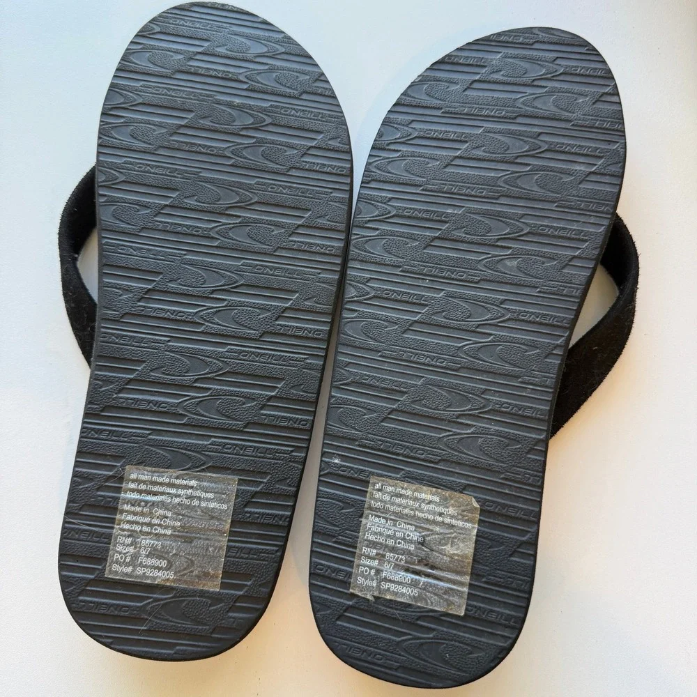 ONeill Mens Black Flip Flop Sandals Thong Strap Textured Footbed SP9284005 6/7
